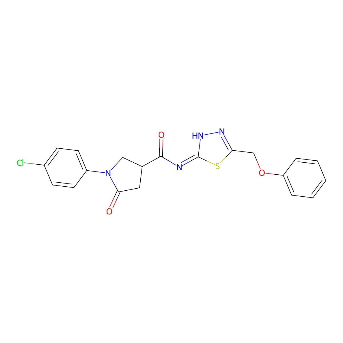 1-(4-chlorophenyl)-5-oxo-N-[(2E)-5-(phenoxymethyl)-1,3,4-thiadiazol-2(3H)-ylidene]pyrrolidine-3-carboxamide molecular structure, CAS 1246068-63-2