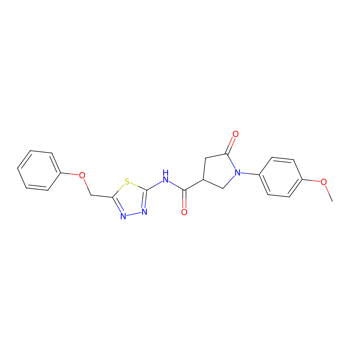1-(4-methoxyphenyl)-5-oxo-N-[(2E)-5-(phenoxymethyl)-1,3,4-thiadiazol-2(3H)-ylidene]pyrrolidine-3-carboxamide molecular structure, CAS 1246068-71-2