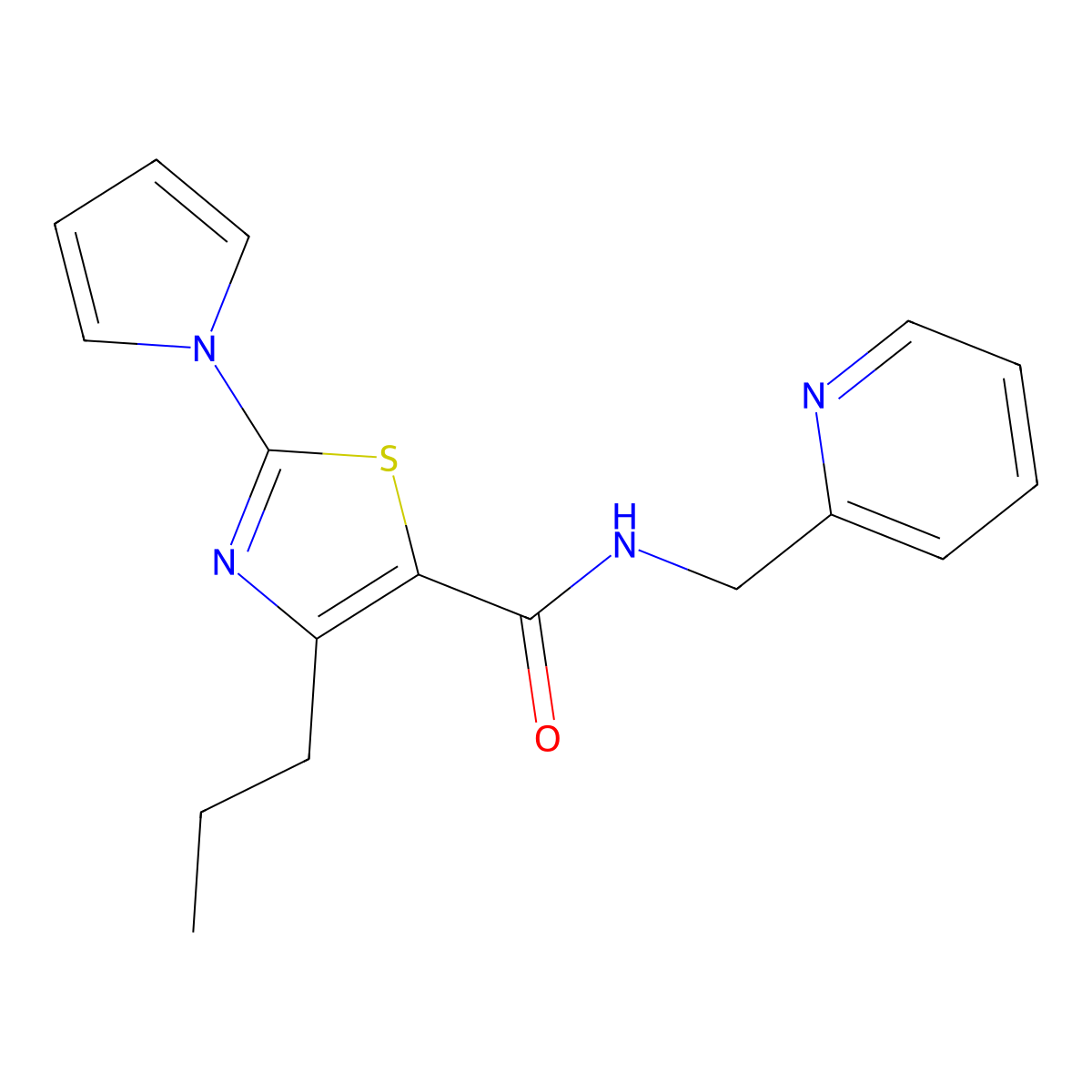 4-propyl-N-(pyridin-2-ylmethyl)-2-(1H-pyrrol-1-yl)thiazole-5-carboxamide molecular structure, CAS 1246068-83-6