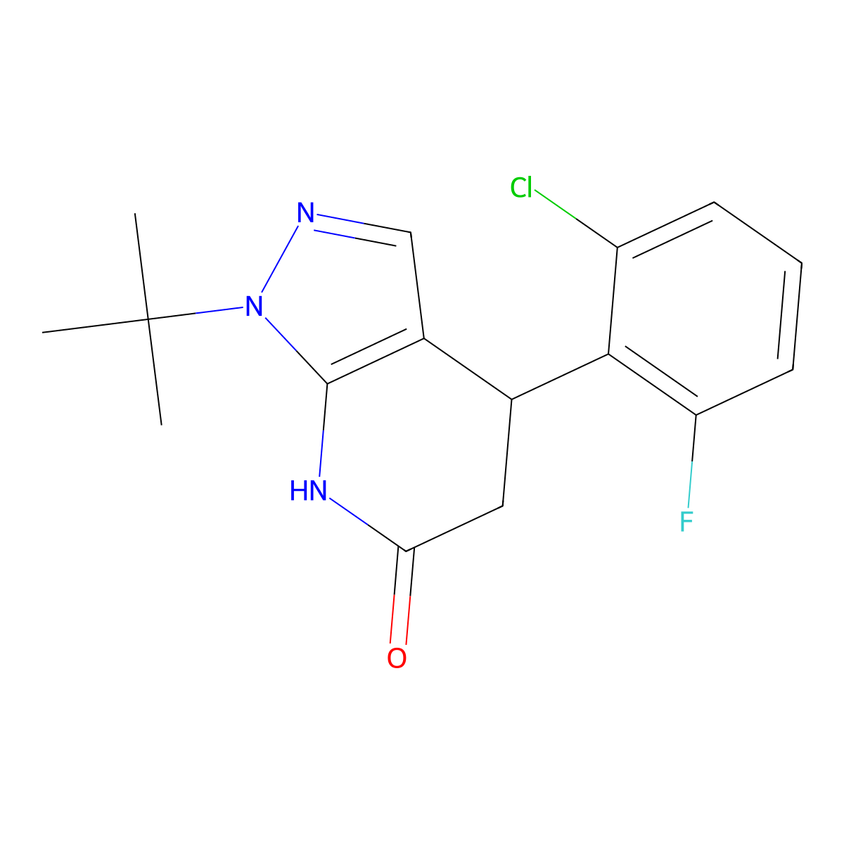 1-(tert-butyl)-4-(2-chloro-6-fluorophenyl)-4,5-dihydro-1H-pyrazolo[3,4-b]pyridin-6(7H)-one molecular structure, CAS 1246068-89-2