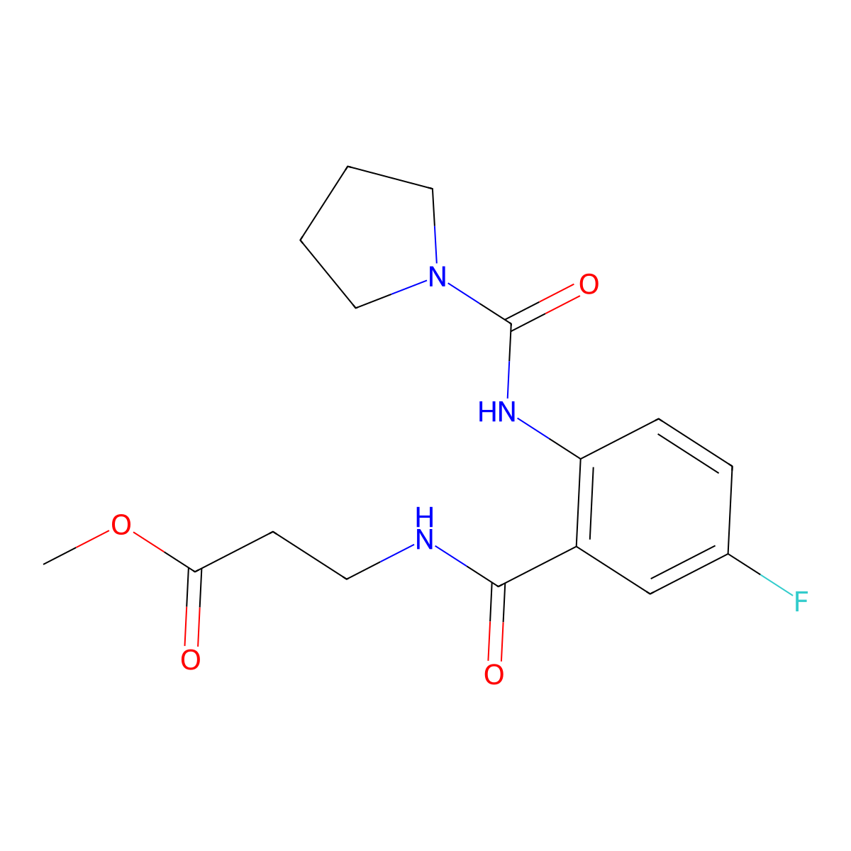 methyl N-({5-fluoro-2-[(pyrrolidin-1-ylcarbonyl)amino]phenyl}carbonyl)-beta-alaninate molecular structure, CAS 1246068-93-8