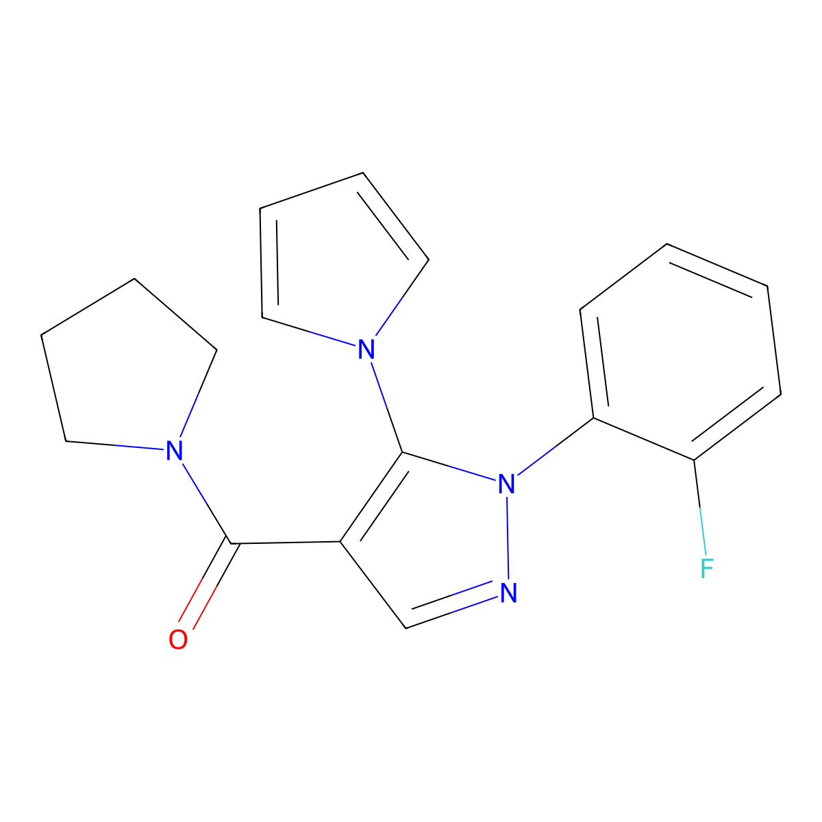 [1-(2-fluorophenyl)-5-(1H-pyrrol-1-yl)-1H-pyrazol-4-yl](pyrrolidin-1-yl)methanone molecular structure, CAS 1246068-99-4
