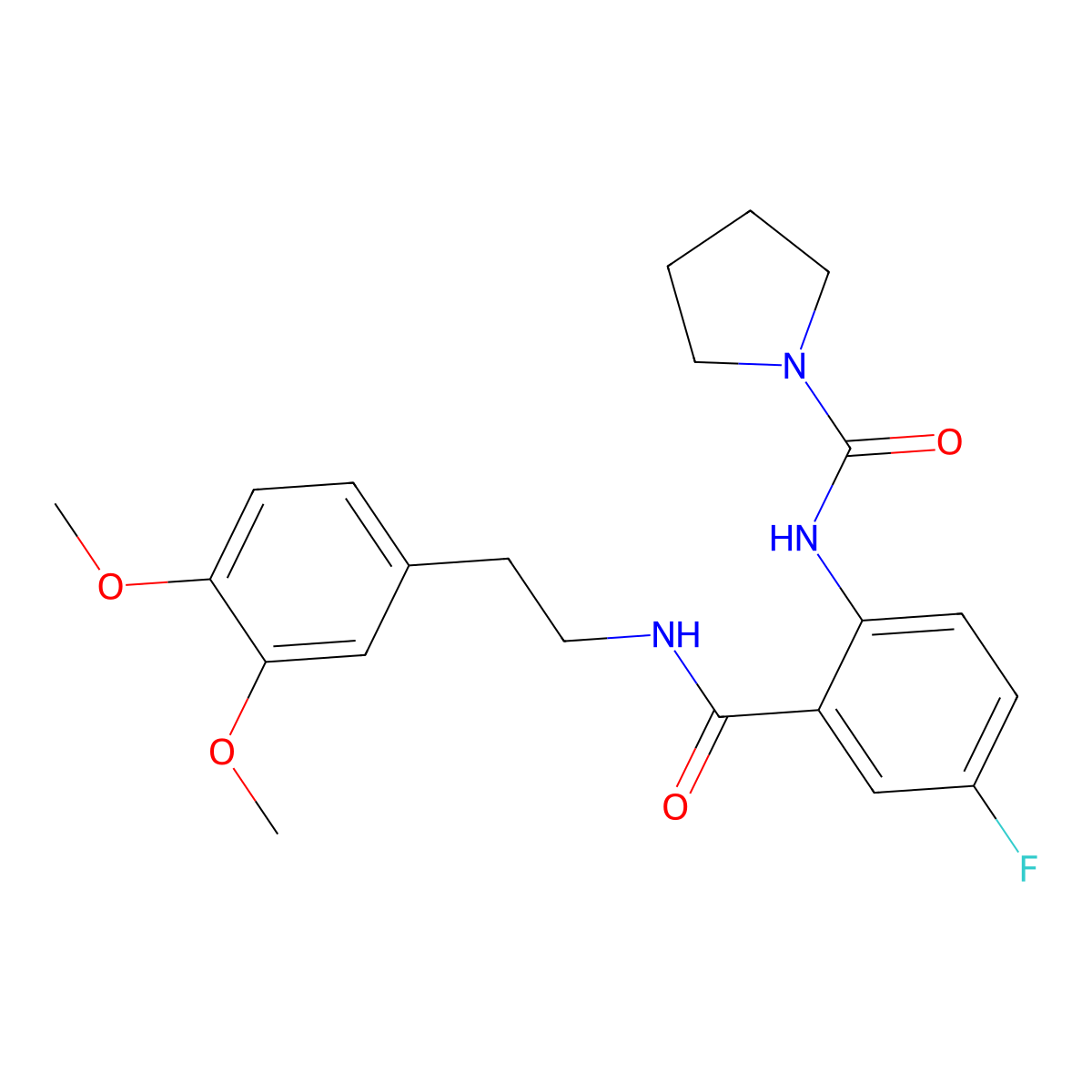 N-(2-{[2-(3,4-dimethoxyphenyl)ethyl]carbamoyl}-4-fluorophenyl)pyrrolidine-1-carboxamide molecular structure, CAS 1246069-04-4