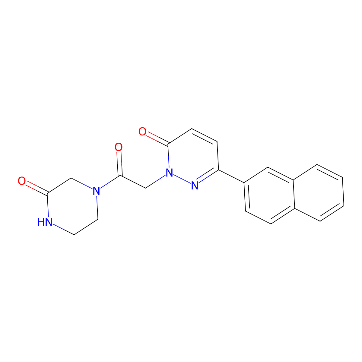 6-(naphthalen-2-yl)-2-(2-oxo-2-(3-oxopiperazin-1-yl)ethyl)pyridazin-3(2H)-one molecular structure, CAS 1246069-15-7
