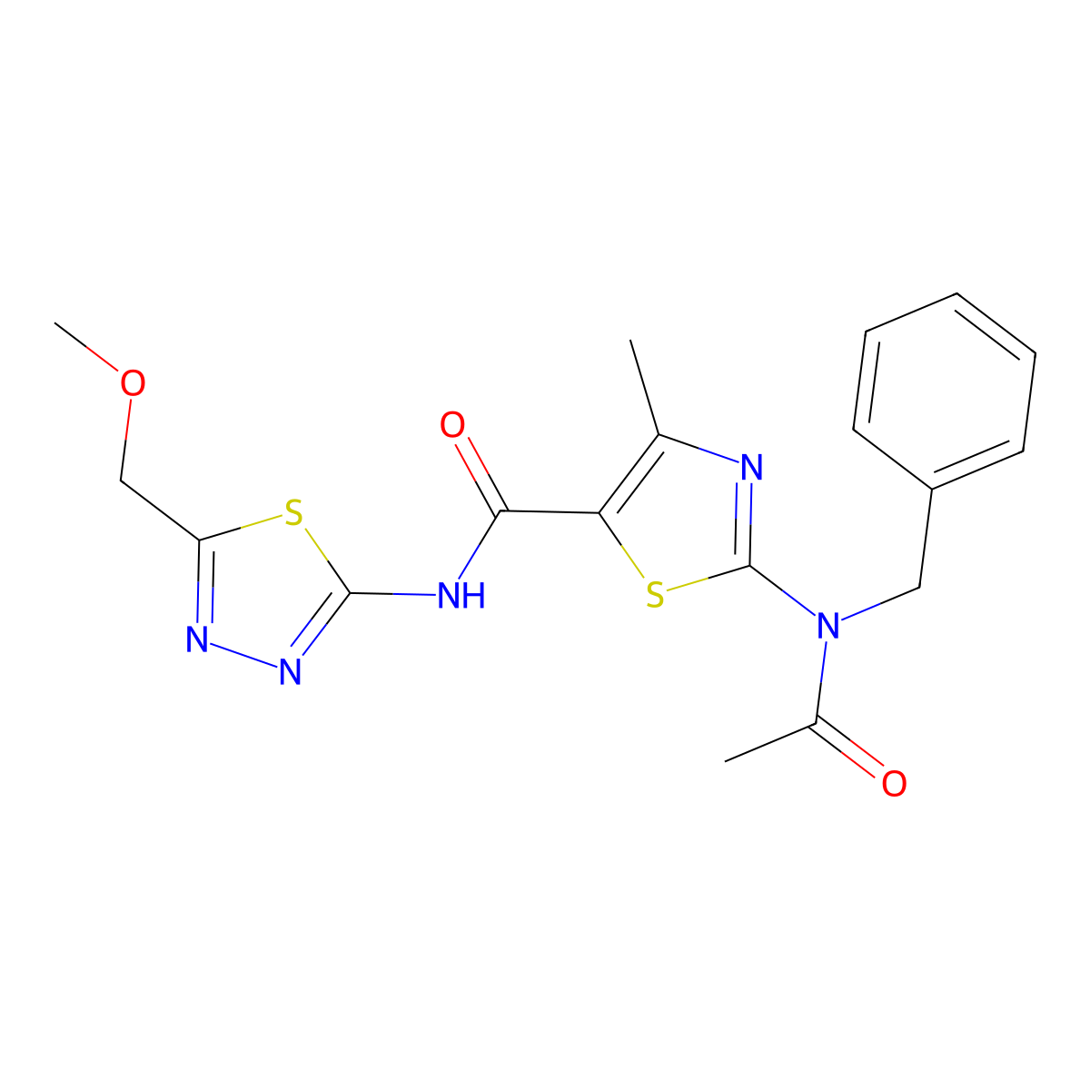 2-[acetyl(benzyl)amino]-N-[(2E)-5-(methoxymethyl)-1,3,4-thiadiazol-2(3H)-ylidene]-4-methyl-1,3-thiazole-5-carboxamide molecular structure, CAS 1246069-46-4