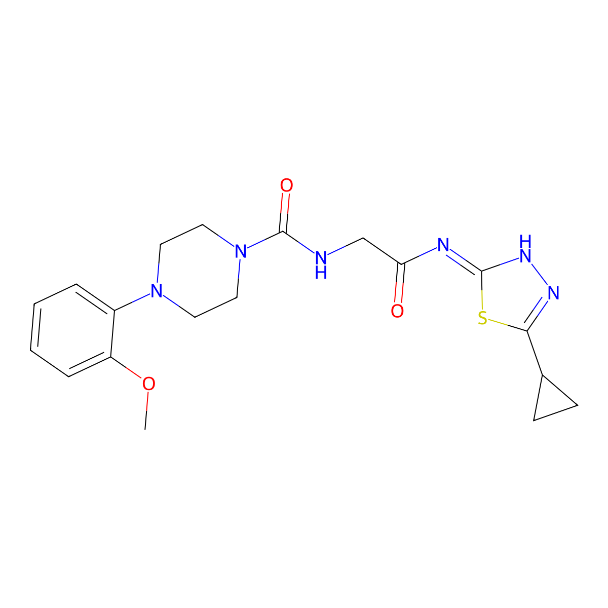 N-(2-{[(2Z)-5-cyclopropyl-1,3,4-thiadiazol-2(3H)-ylidene]amino}-2-oxoethyl)-4-(2-methoxyphenyl)piperazine-1-carboxamide molecular structure, CAS 1246069-54-4