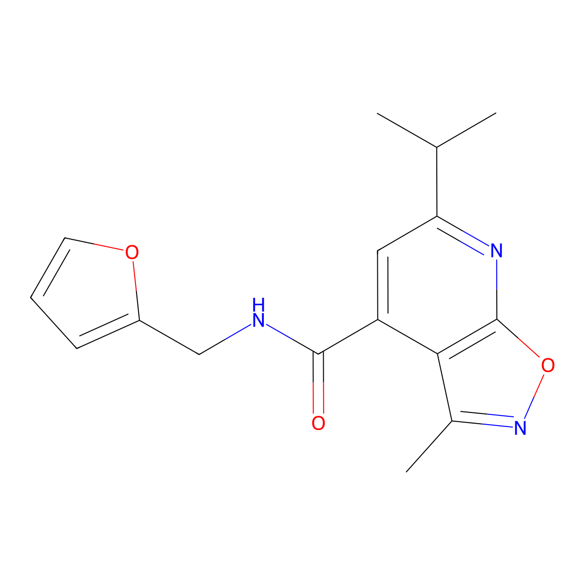 N-(furan-2-ylmethyl)-3-methyl-6-(propan-2-yl)[1,2]oxazolo[5,4-b]pyridine-4-carboxamide molecular structure, CAS 1246069-71-5