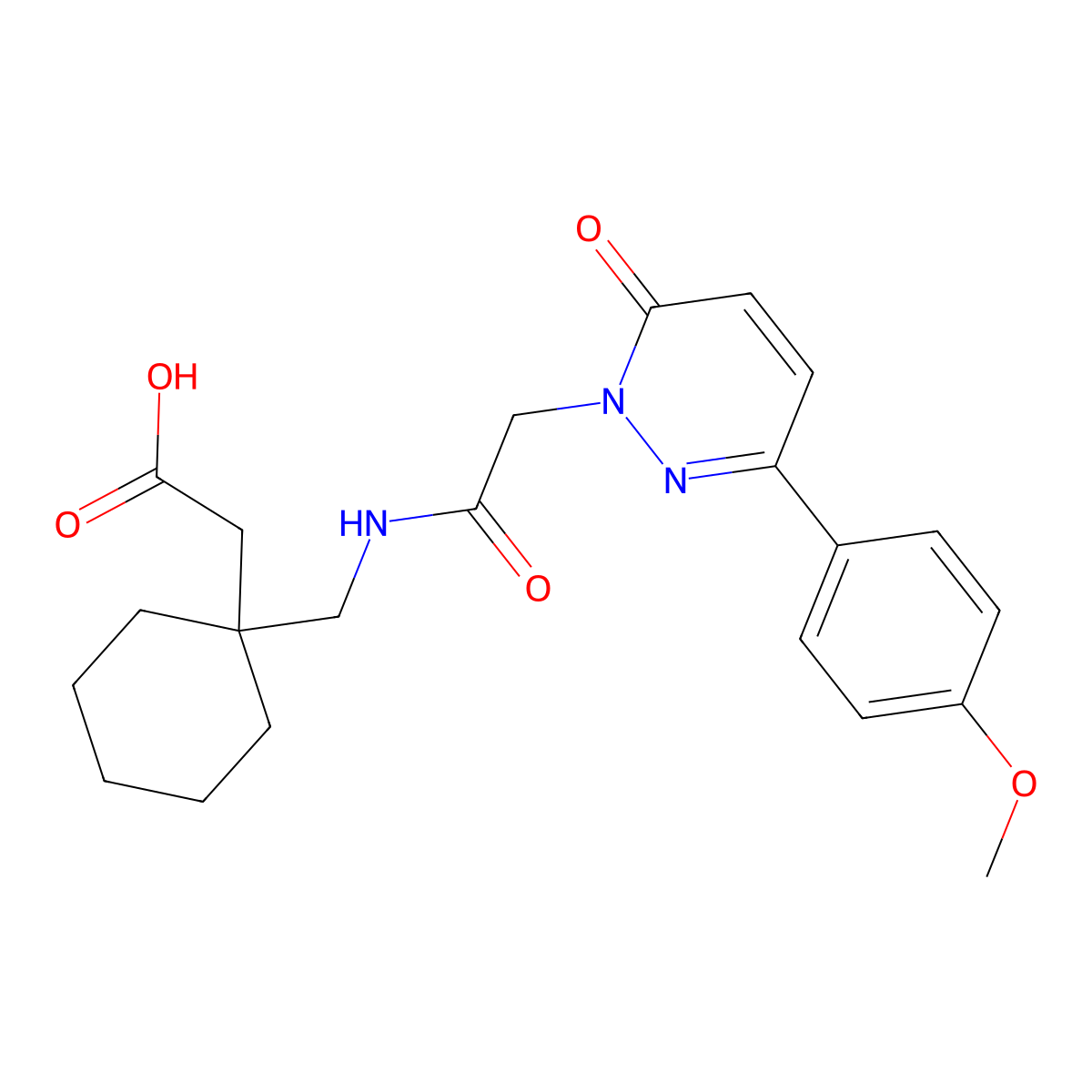 {1-[({[3-(4-methoxyphenyl)-6-oxopyridazin-1(6H)-yl]acetyl}amino)methyl]cyclohexyl}acetic acid molecular structure, CAS 1246070-03-0