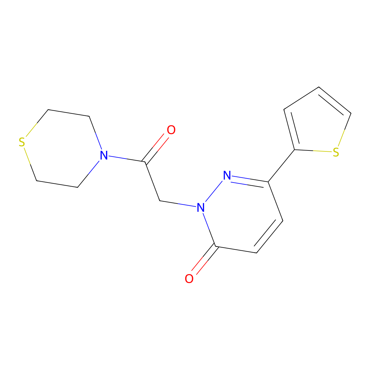 2-[2-oxo-2-(thiomorpholin-4-yl)ethyl]-6-(thiophen-2-yl)pyridazin-3(2H)-one molecular structure, CAS 1246070-54-1