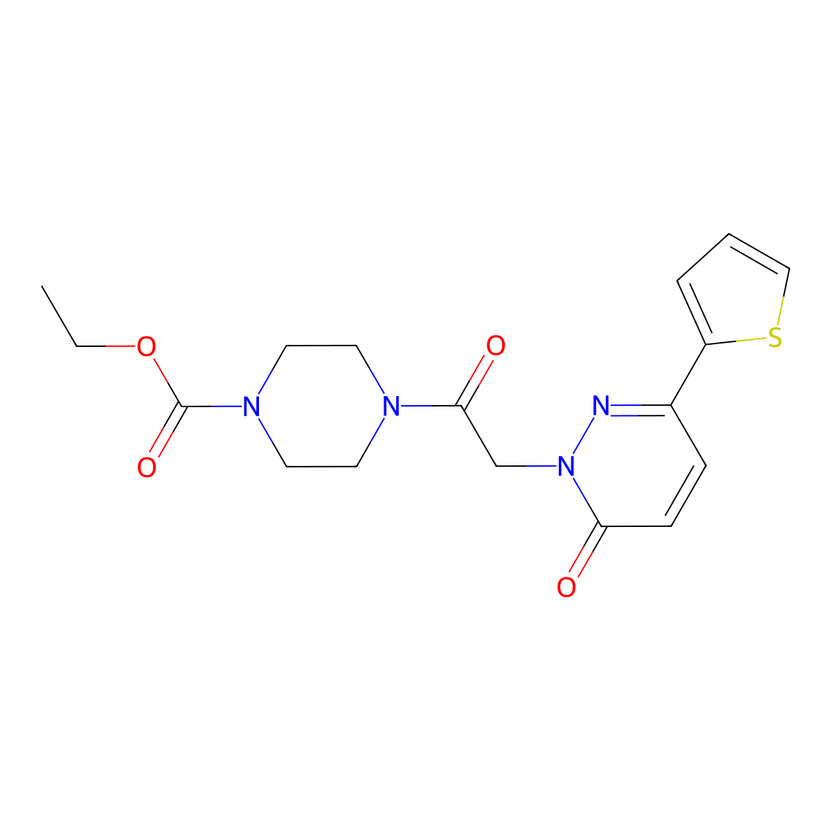 ethyl 4-{[6-oxo-3-(thiophen-2-yl)pyridazin-1(6H)-yl]acetyl}piperazine-1-carboxylate molecular structure, CAS 1246070-78-9