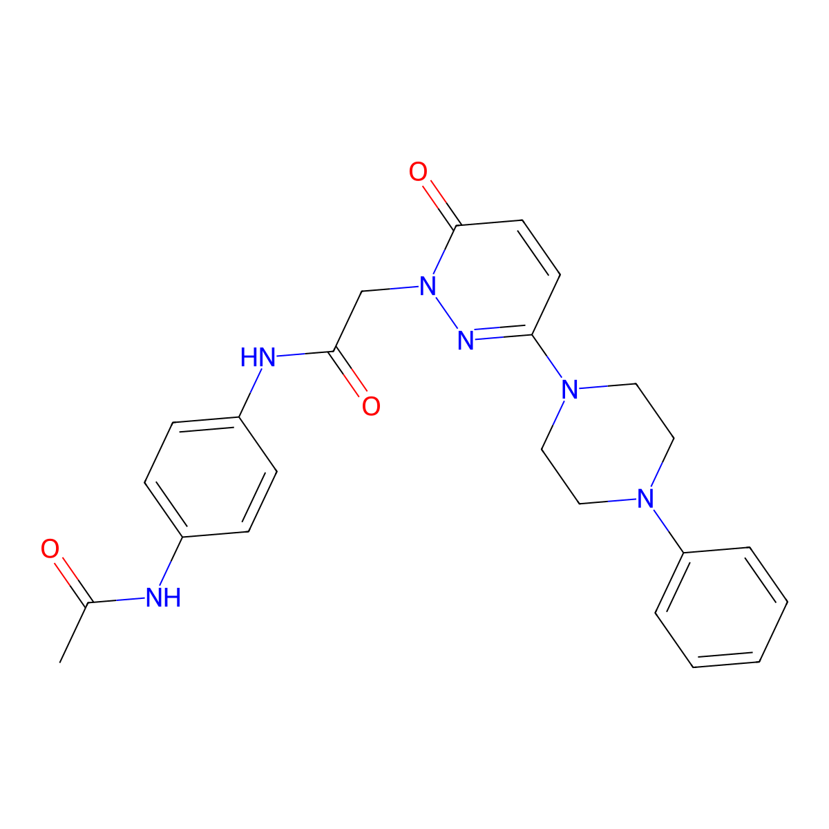 N-[4-(acetylamino)phenyl]-2-[6-oxo-3-(4-phenylpiperazin-1-yl)pyridazin-1(6H)-yl]acetamide molecular structure, CAS 1246070-88-1