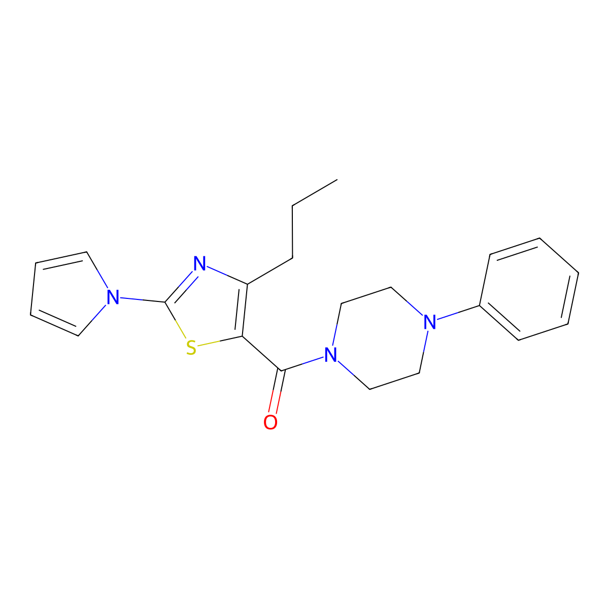(4-phenylpiperazin-1-yl)[4-propyl-2-(1H-pyrrol-1-yl)-1,3-thiazol-5-yl]methanone molecular structure, CAS 1246070-97-2