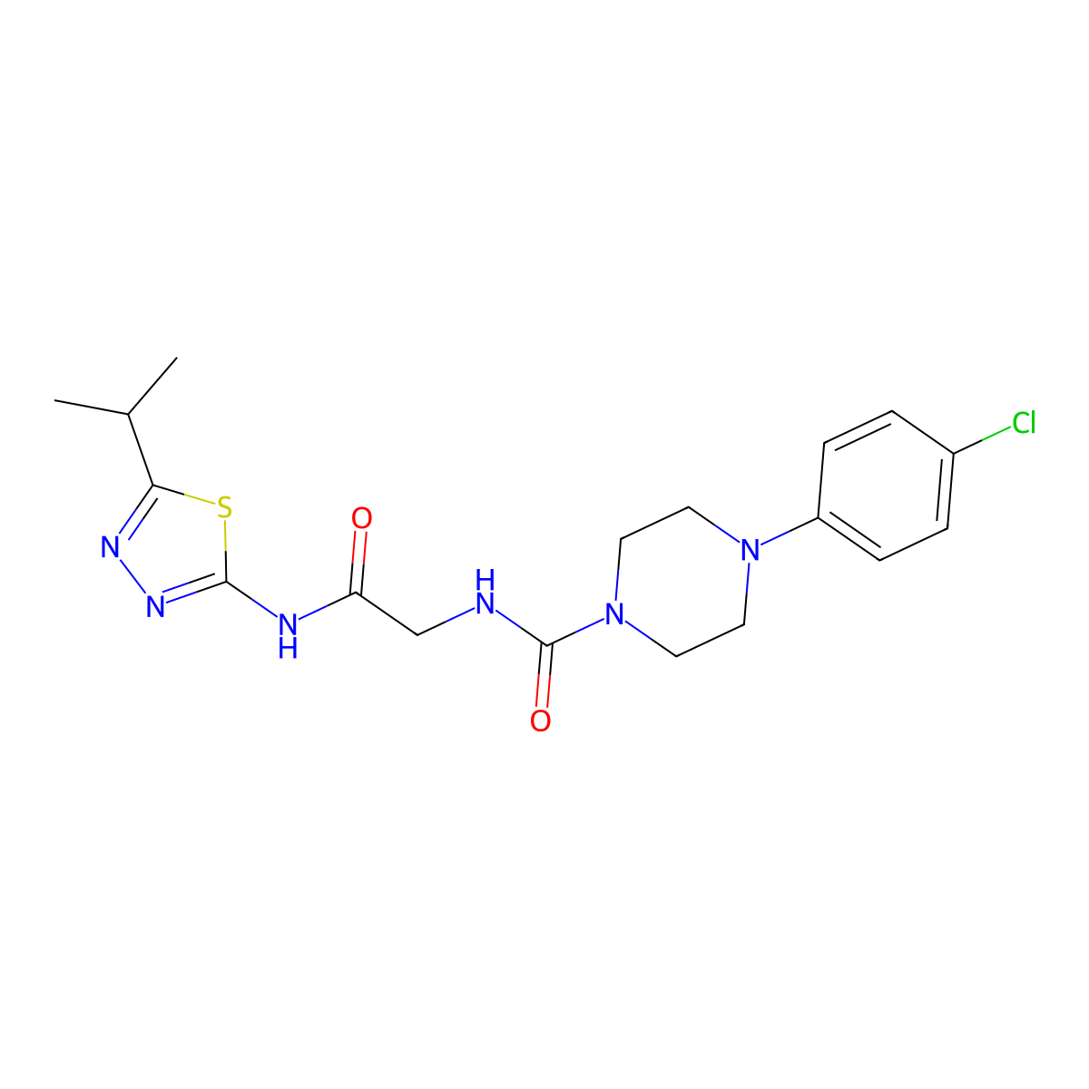 4-(4-chlorophenyl)-N-(2-oxo-2-{[(2Z)-5-(propan-2-yl)-1,3,4-thiadiazol-2(3H)-ylidene]amino}ethyl)piperazine-1-carboxamide molecular structure, CAS 1246071-03-3