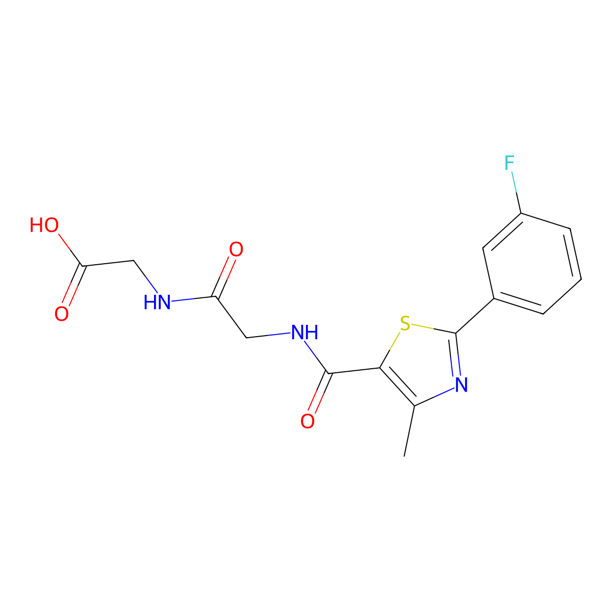 N-{[2-(3-fluorophenyl)-4-methyl-1,3-thiazol-5-yl]carbonyl}glycylglycine molecular structure, CAS 1246071-15-7