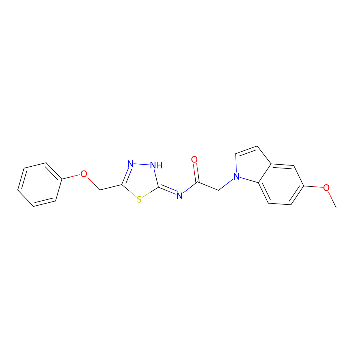 2-(5-methoxy-1H-indol-1-yl)-N-[(2E)-5-(phenoxymethyl)-1,3,4-thiadiazol-2(3H)-ylidene]acetamide molecular structure, CAS 1246071-53-3