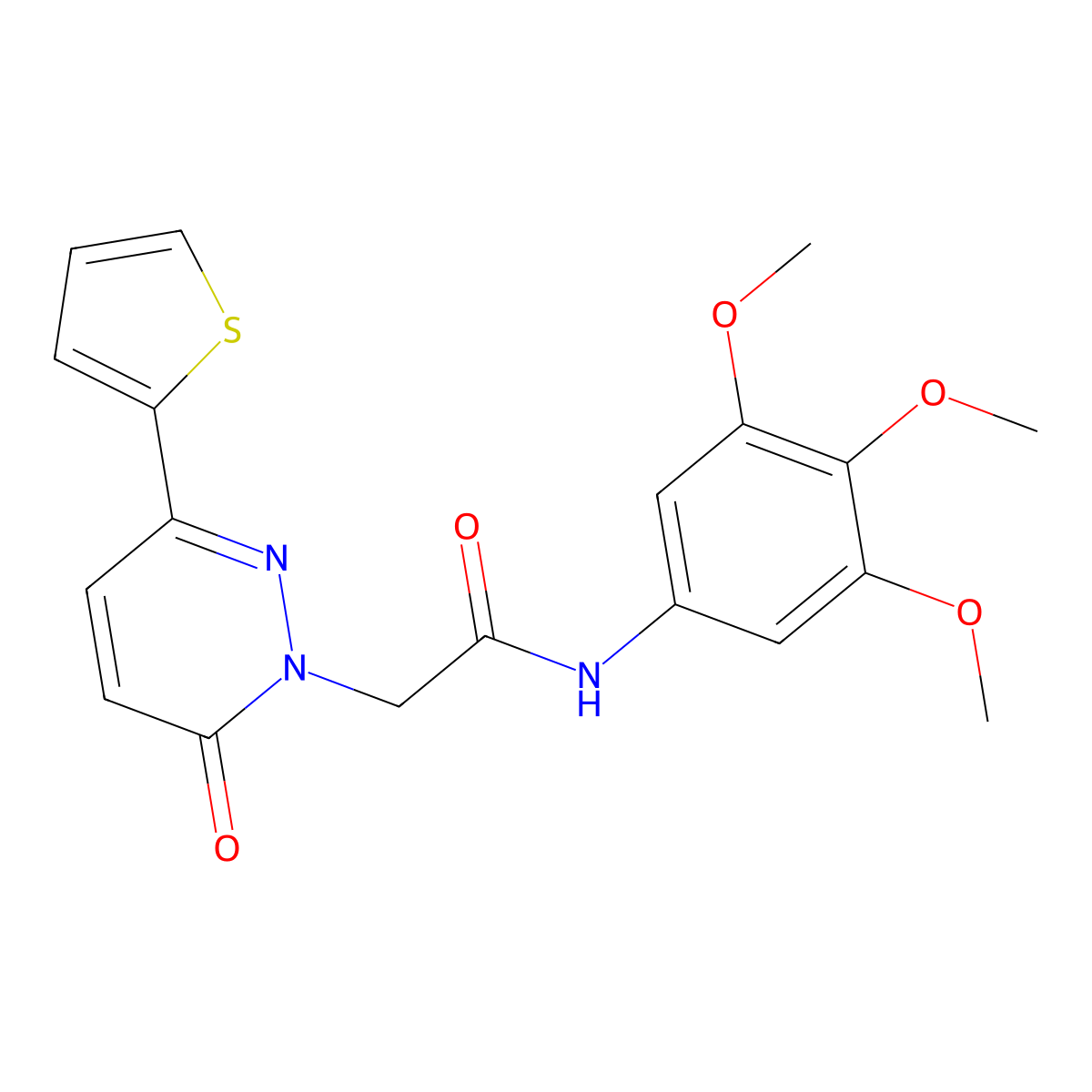 2-(6-oxo-3-(thiophen-2-yl)pyridazin-1(6H)-yl)-N-(3,4,5-trimethoxyphenyl)acetamide molecular structure, CAS 1246071-54-4