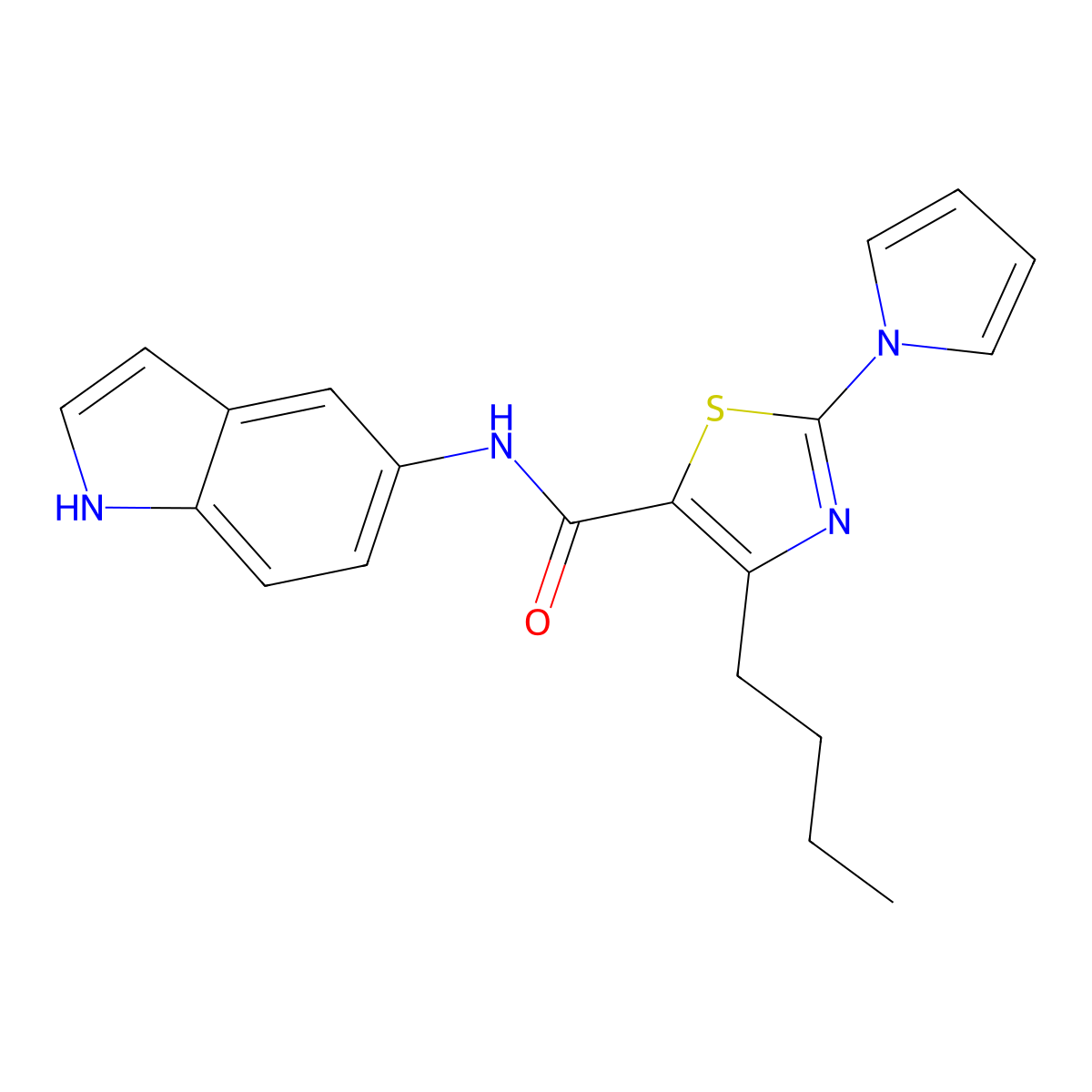 4-butyl-N-(1H-indol-5-yl)-2-(1H-pyrrol-1-yl)-1,3-thiazole-5-carboxamide molecular structure, CAS 1246071-63-5