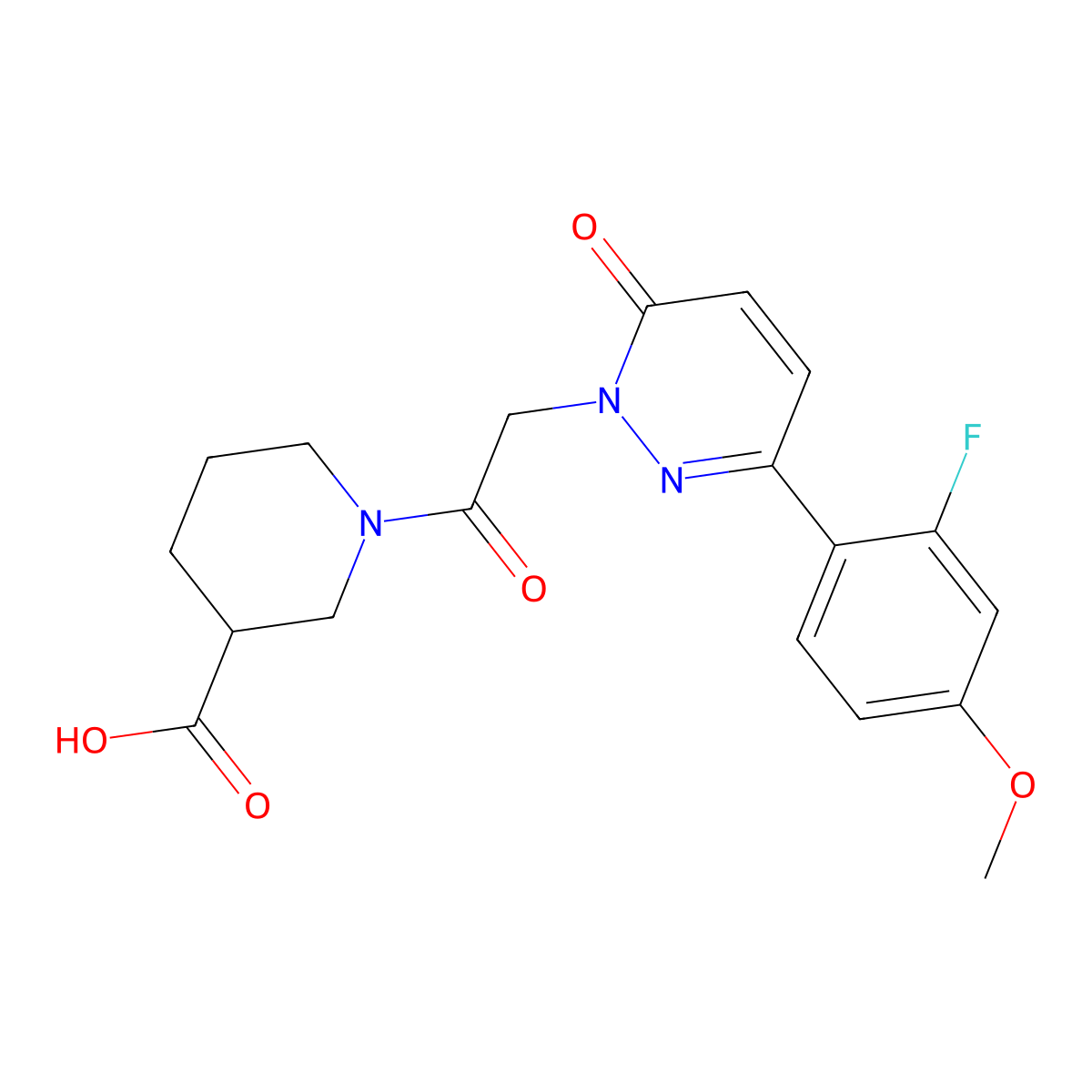 1-{[3-(2-fluoro-4-methoxyphenyl)-6-oxopyridazin-1(6H)-yl]acetyl}piperidine-3-carboxylic acid molecular structure, CAS 1246071-76-0