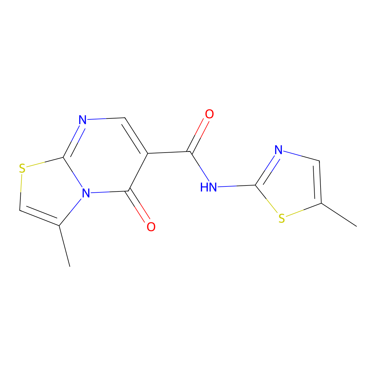 3-methyl-N-(5-methyl-1,3-thiazol-2-yl)-5-oxo-5H-[1,3]thiazolo[3,2-a]pyrimidine-6-carboxamide molecular structure, CAS 1246071-92-0