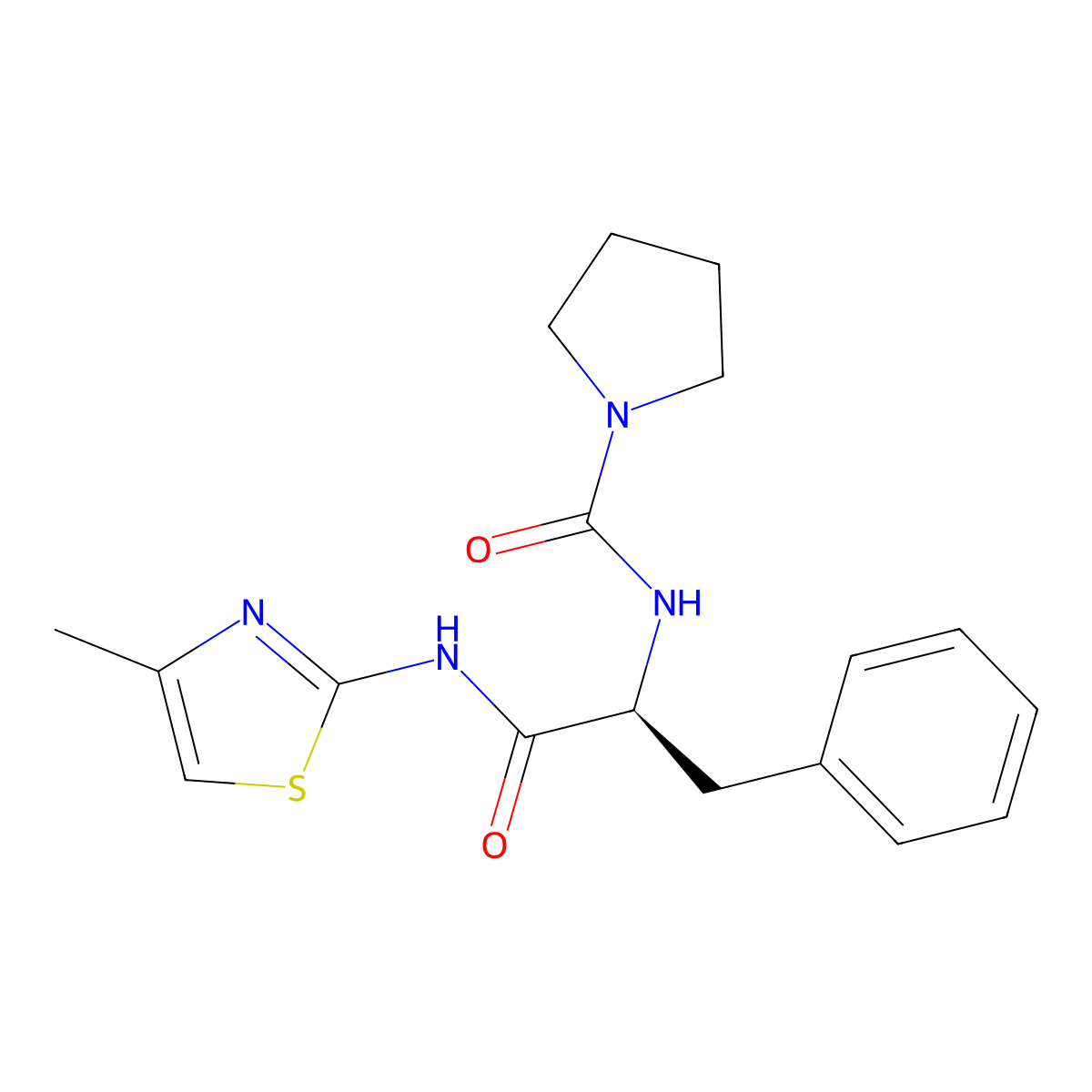 (S)-N-(1-((4-Methylthiazol-2-yl)amino)-1-oxo-3-phenylpropan-2-yl)pyrrolidine-1-carboxamide molecular structure, CAS 1246072-43-4