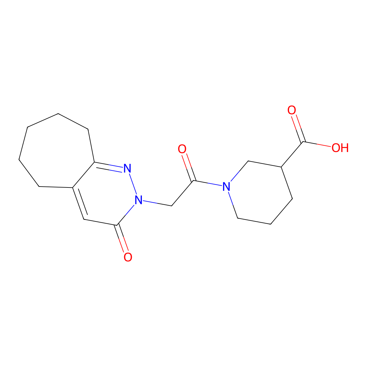 1-[(3-oxo-3,5,6,7,8,9-hexahydro-2H-cyclohepta[c]pyridazin-2-yl)acetyl]piperidine-3-carboxylic acid molecular structure, CAS 1246072-45-6