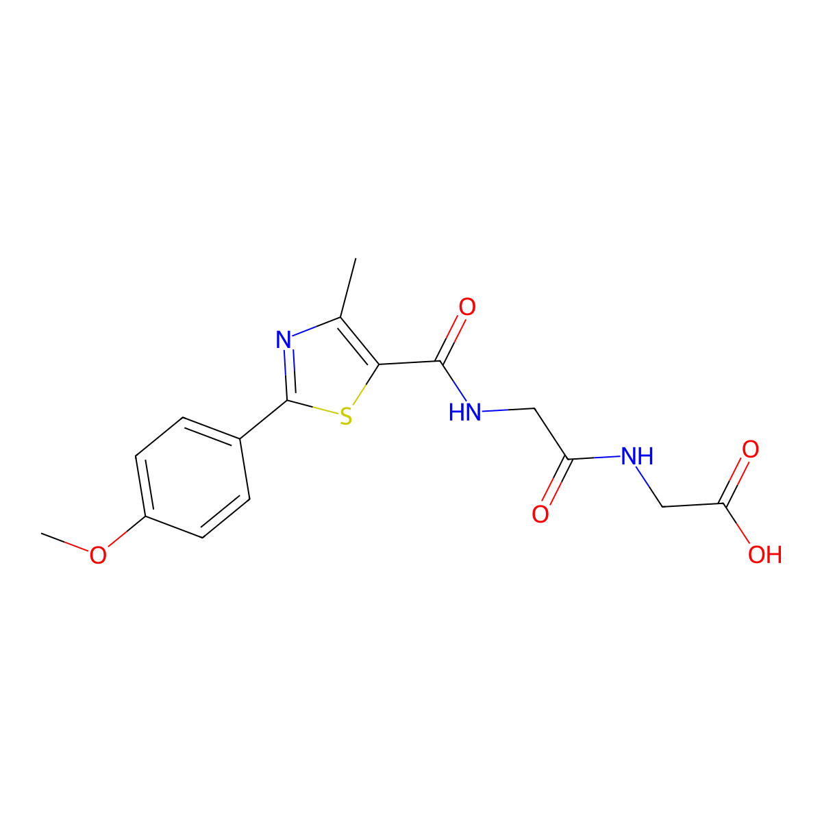 N-{[2-(4-methoxyphenyl)-4-methyl-1,3-thiazol-5-yl]carbonyl}glycylglycine molecular structure, CAS 1246072-46-7