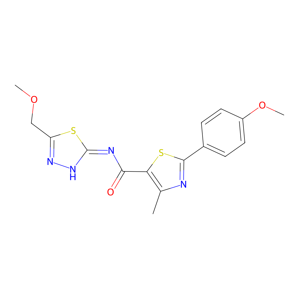 N-[(2E)-5-(methoxymethyl)-1,3,4-thiadiazol-2(3H)-ylidene]-2-(4-methoxyphenyl)-4-methyl-1,3-thiazole-5-carboxamide molecular structure, CAS 1246072-52-5