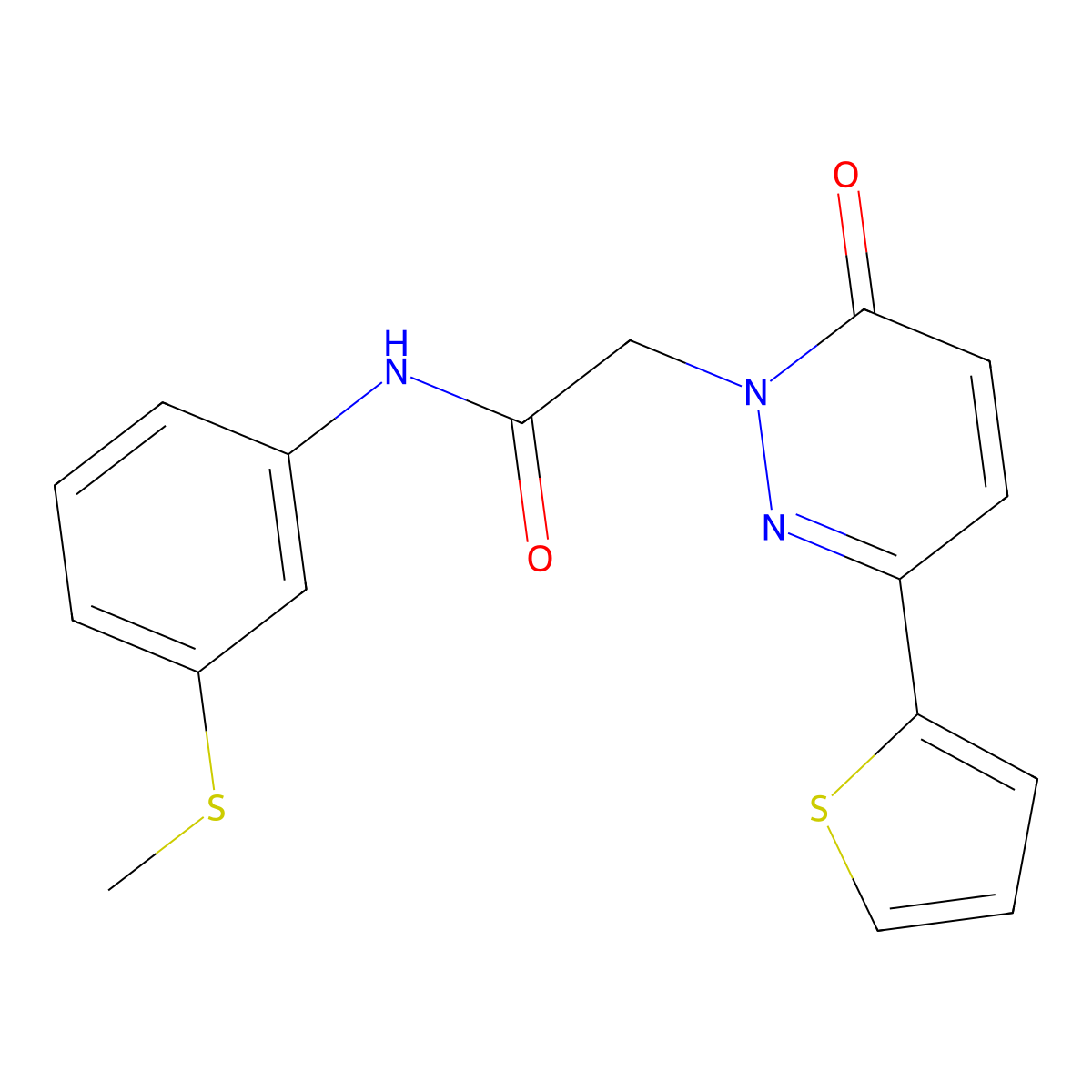 N-[3-(methylsulfanyl)phenyl]-2-[6-oxo-3-(thiophen-2-yl)pyridazin-1(6H)-yl]acetamide molecular structure, CAS 1246072-58-1