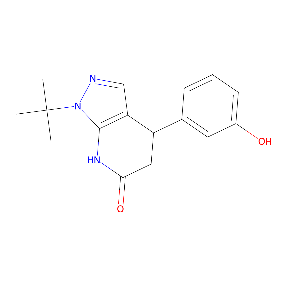 1-(tert-butyl)-4-(3-hydroxyphenyl)-4,5-dihydro-1H-pyrazolo[3,4-b]pyridin-6(7H)-one molecular structure, CAS 1246072-59-2