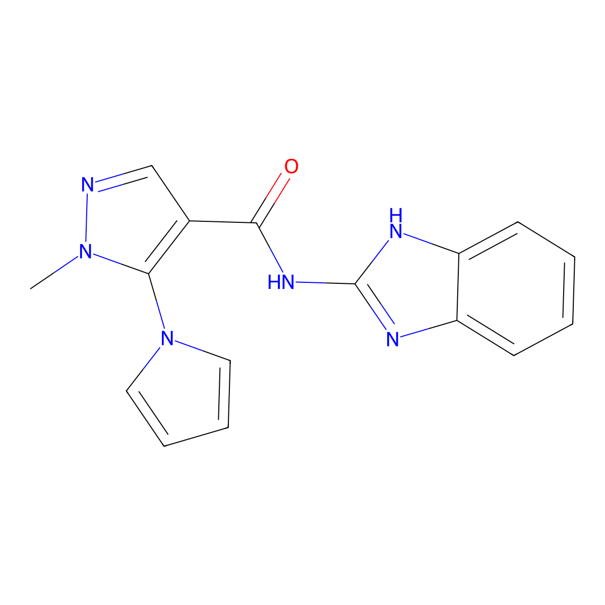 N-(1,3-dihydro-2H-benzimidazol-2-ylidene)-1-methyl-5-(1H-pyrrol-1-yl)-1H-pyrazole-4-carboxamide molecular structure, CAS 1246072-73-0