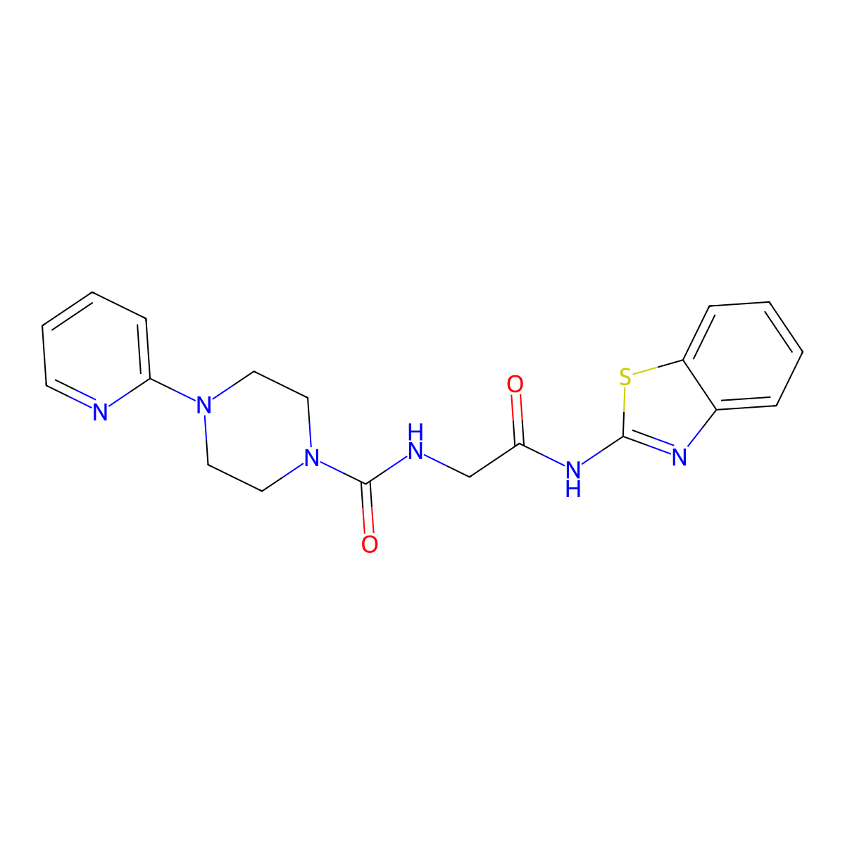N-[2-(1,3-benzothiazol-2-ylamino)-2-oxoethyl]-4-(pyridin-2-yl)piperazine-1-carboxamide molecular structure, CAS 1246072-80-9
