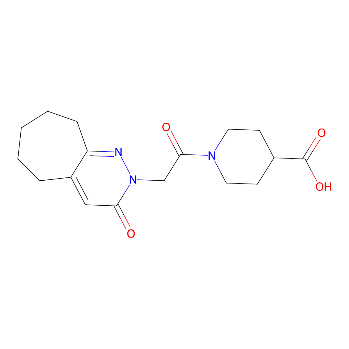 1-[(3-oxo-3,5,6,7,8,9-hexahydro-2H-cyclohepta[c]pyridazin-2-yl)acetyl]piperidine-4-carboxylic acid molecular structure, CAS 1246072-97-8
