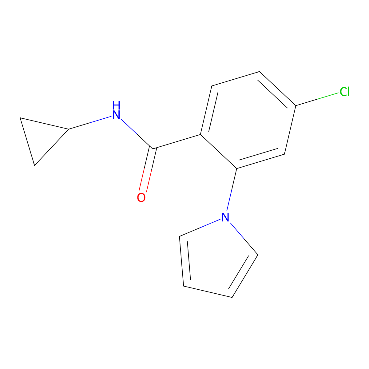 4-chloro-N-cyclopropyl-2-(1H-pyrrol-1-yl)benzamide molecular structure, CAS 1246073-12-0