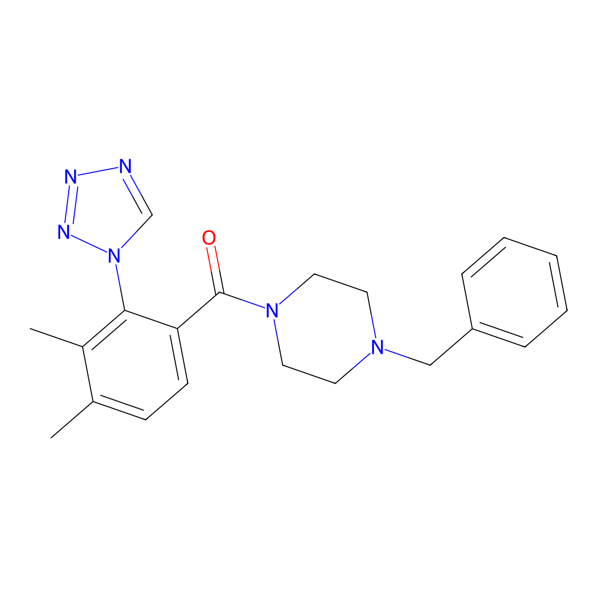 (4-benzylpiperazin-1-yl)[3,4-dimethyl-2-(1H-tetrazol-1-yl)phenyl]methanone molecular structure, CAS 1246073-20-0