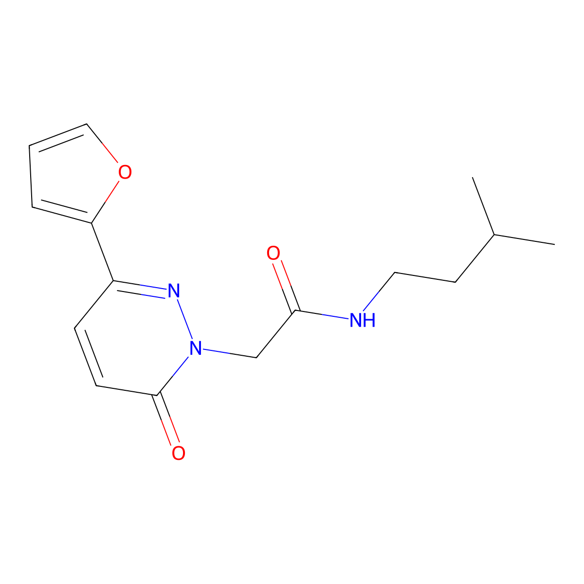 2-[3-(2-furyl)-6-oxo-1(6H)-pyridazinyl]-N~1~-isopentylacetamide molecular structure, CAS 1246073-35-7