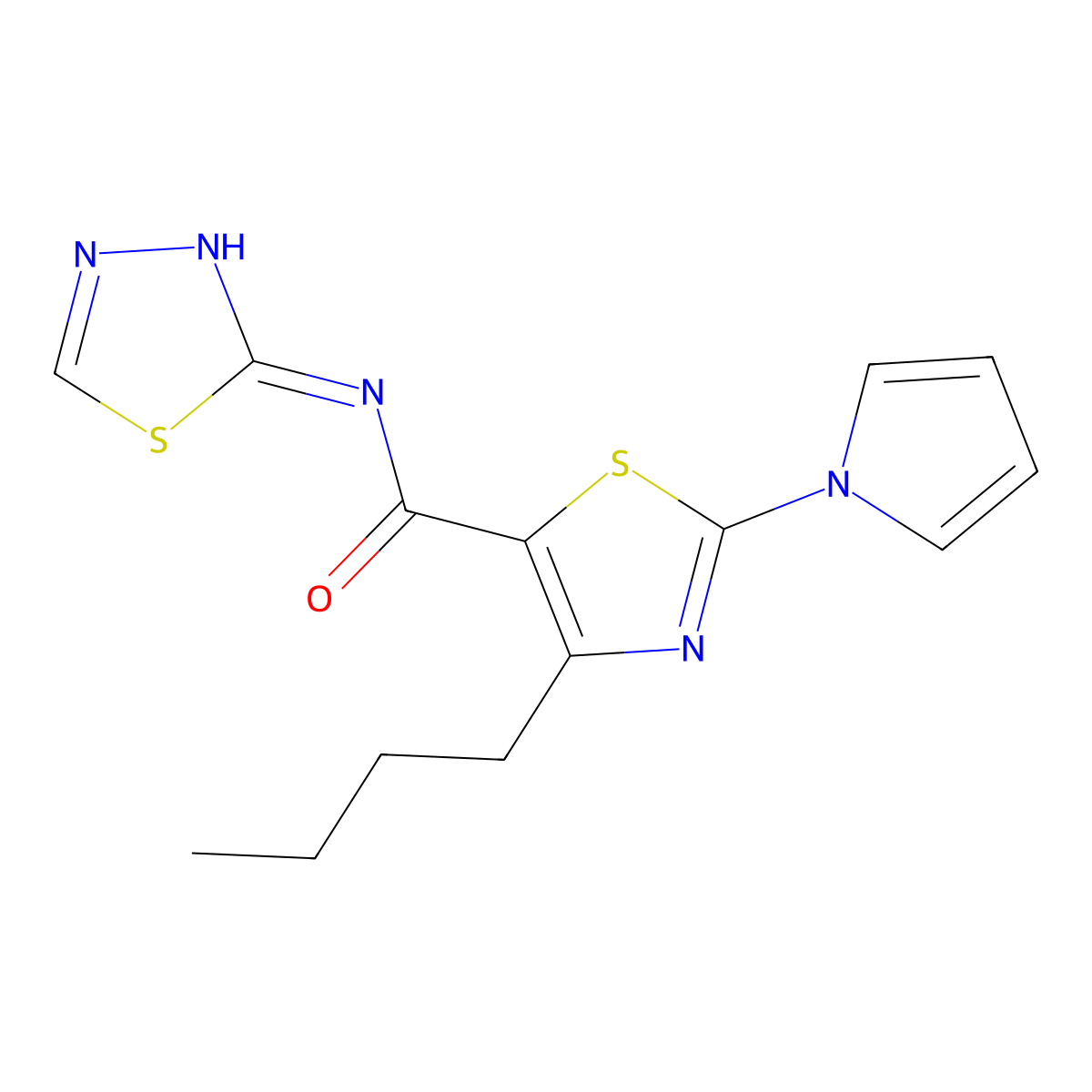 4-butyl-2-(1H-pyrrol-1-yl)-N-[(2Z)-1,3,4-thiadiazol-2(3H)-ylidene]-1,3-thiazole-5-carboxamide molecular structure, CAS 1246073-52-8