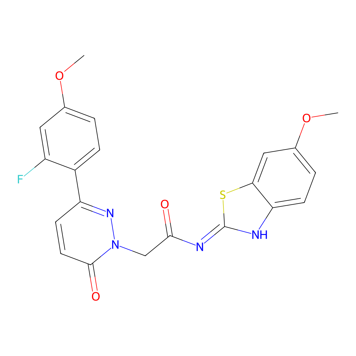 2-[3-(2-fluoro-4-methoxyphenyl)-6-oxopyridazin-1(6H)-yl]-N-[(2Z)-6-methoxy-1,3-benzothiazol-2(3H)-ylidene]acetamide molecular structure, CAS 1246073-60-8