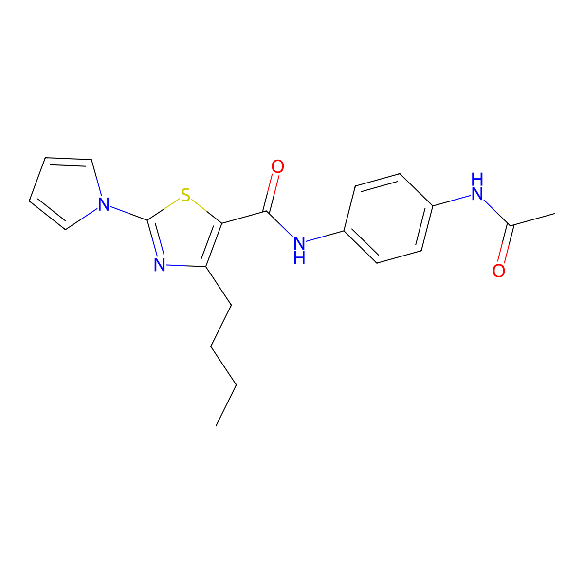 N-[4-(acetylamino)phenyl]-4-butyl-2-(1H-pyrrol-1-yl)-1,3-thiazole-5-carboxamide molecular structure, CAS 1246073-64-2