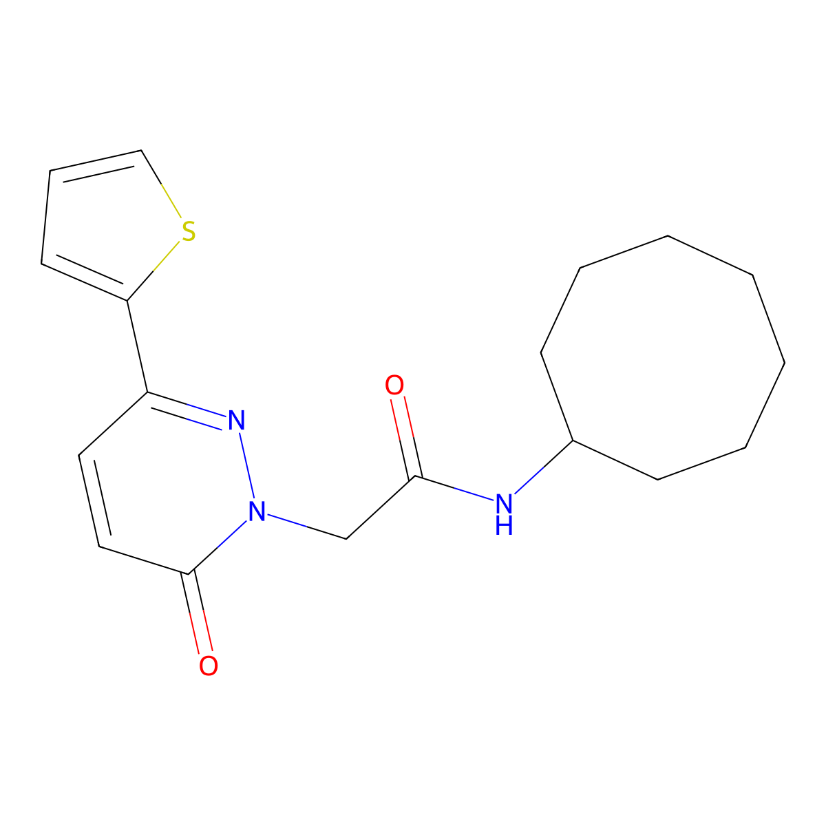 N-cyclooctyl-2-(6-oxo-3-(thiophen-2-yl)pyridazin-1(6H)-yl)acetamide molecular structure, CAS 1246073-70-0