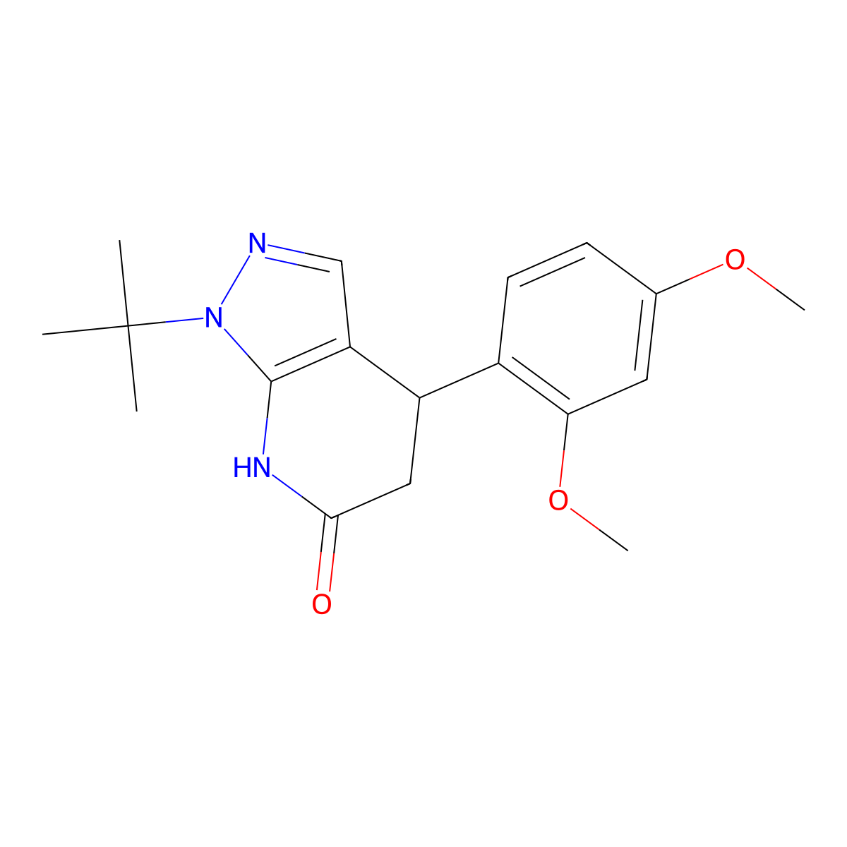 1-(tert-butyl)-4-(2,4-dimethoxyphenyl)-4,5-dihydro-1H-pyrazolo[3,4-b]pyridin-6(7H)-one molecular structure, CAS 1246073-74-4