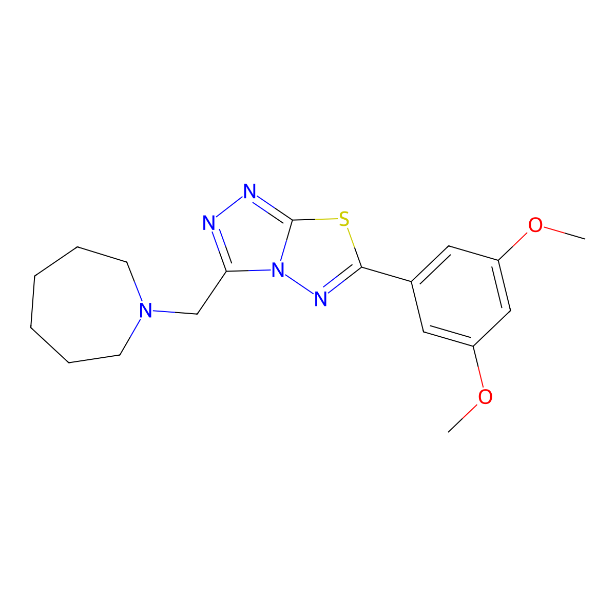 3-(1-Azepanylmethyl)-6-(3,5-dimethoxyphenyl)[1,2,4]triazolo[3,4-b][1,3,4]thiadiazole molecular structure, CAS 1246073-77-7