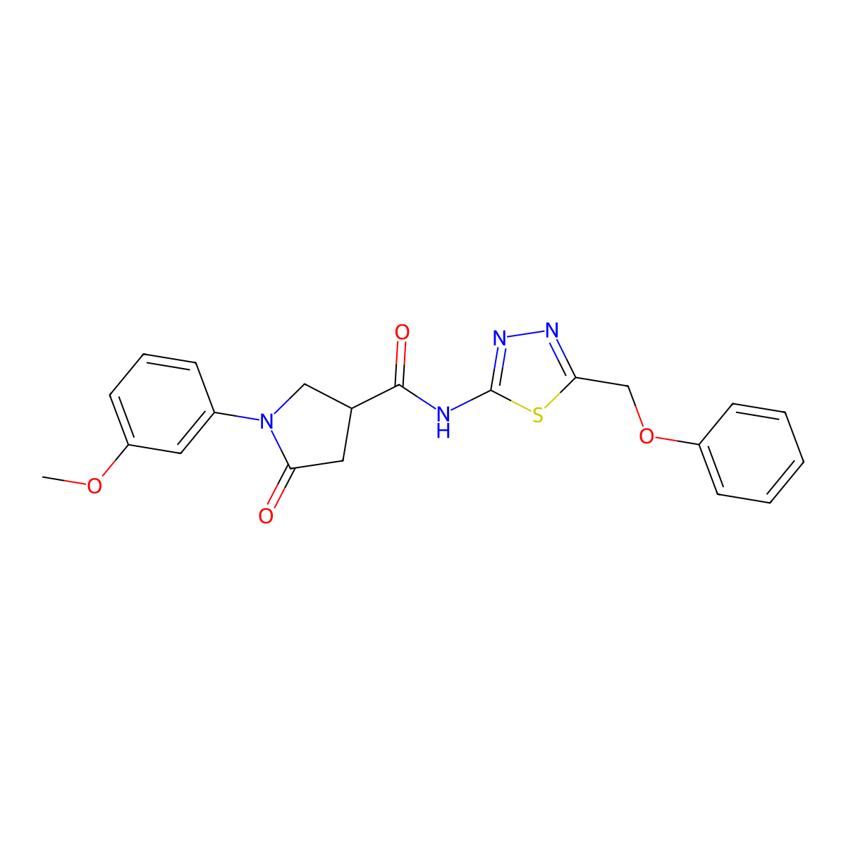 1-(3-methoxyphenyl)-5-oxo-N-[(2E)-5-(phenoxymethyl)-1,3,4-thiadiazol-2(3H)-ylidene]pyrrolidine-3-carboxamide molecular structure, CAS 1246073-94-8