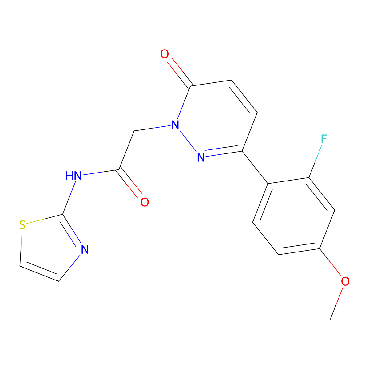 2-[3-(2-fluoro-4-methoxyphenyl)-6-oxopyridazin-1(6H)-yl]-N-(1,3-thiazol-2-yl)acetamide molecular structure, CAS 1246073-97-1