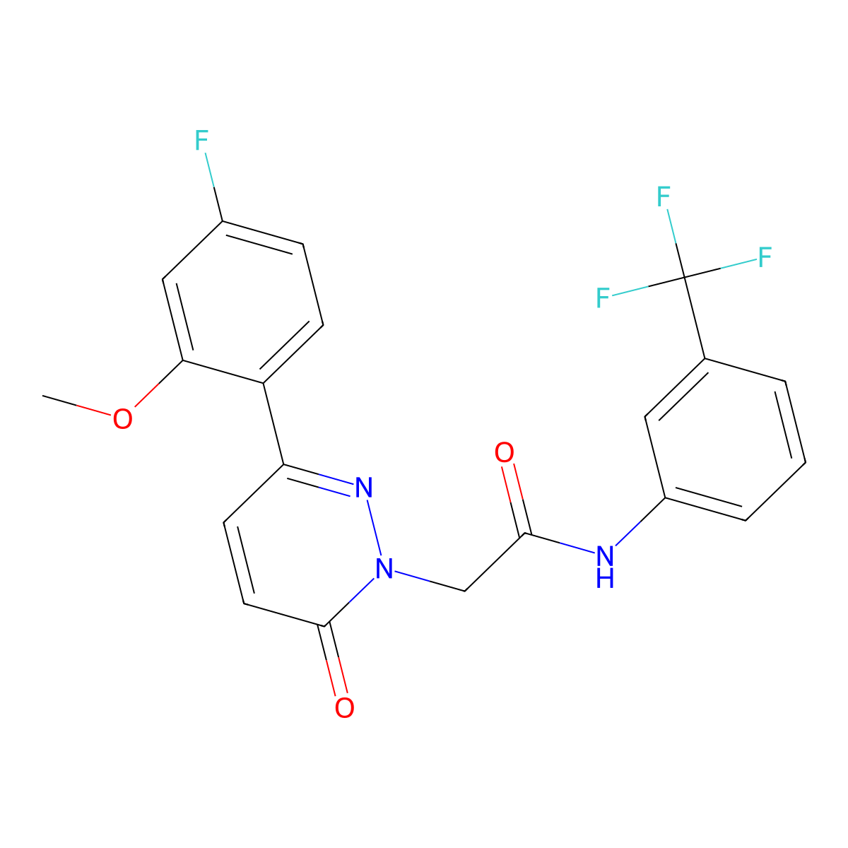2-[3-(4-fluoro-2-methoxyphenyl)-6-oxopyridazin-1(6H)-yl]-N-[3-(trifluoromethyl)phenyl]acetamide molecular structure, CAS 1246073-99-3