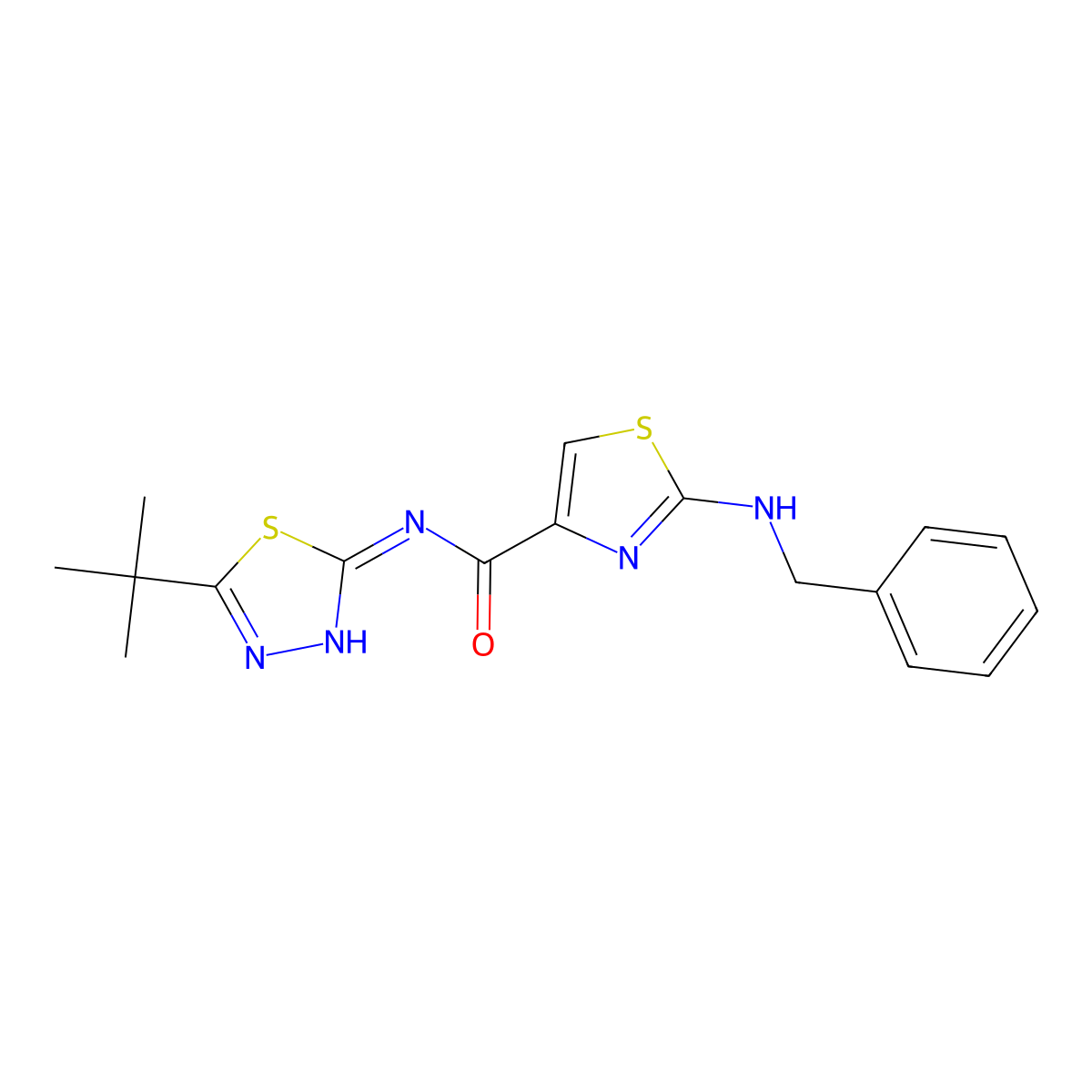2-(benzylamino)-N-[(2E)-5-tert-butyl-1,3,4-thiadiazol-2(3H)-ylidene]-1,3-thiazole-4-carboxamide molecular structure, CAS 1246074-02-1