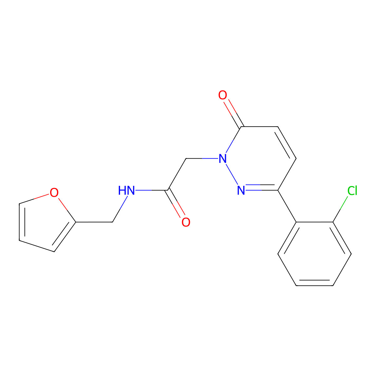 2-[3-(2-chlorophenyl)-6-oxo-1(6H)-pyridazinyl]-N~1~-(2-furylmethyl)acetamide molecular structure, CAS 1246074-21-4