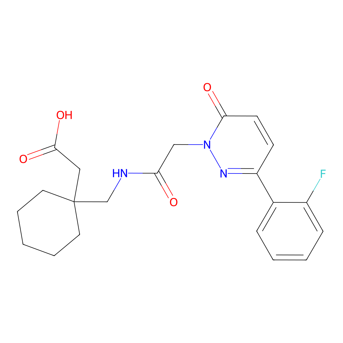 {1-[({[3-(2-fluorophenyl)-6-oxopyridazin-1(6H)-yl]acetyl}amino)methyl]cyclohexyl}acetic acid molecular structure, CAS 1246074-32-7