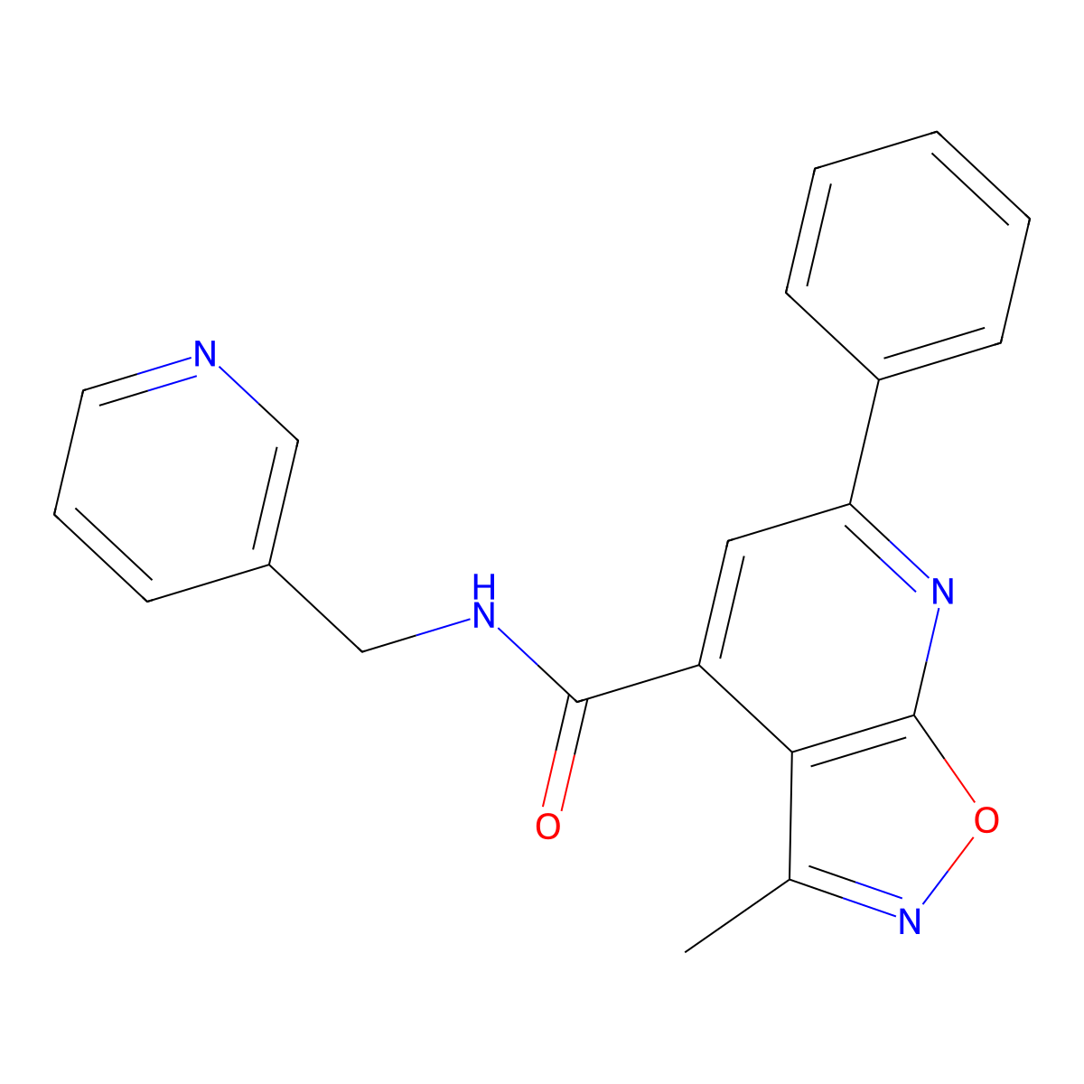 3-methyl-6-phenyl-N~4~-(3-pyridylmethyl)isoxazolo[5,4-b]pyridine-4-carboxamide molecular structure, CAS 1246074-33-8