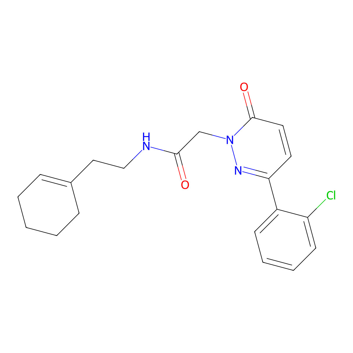 2-(3-(2-chlorophenyl)-6-oxopyridazin-1(6H)-yl)-N-(2-(cyclohex-1-en-1-yl)ethyl)acetamide molecular structure, CAS 1246074-51-0