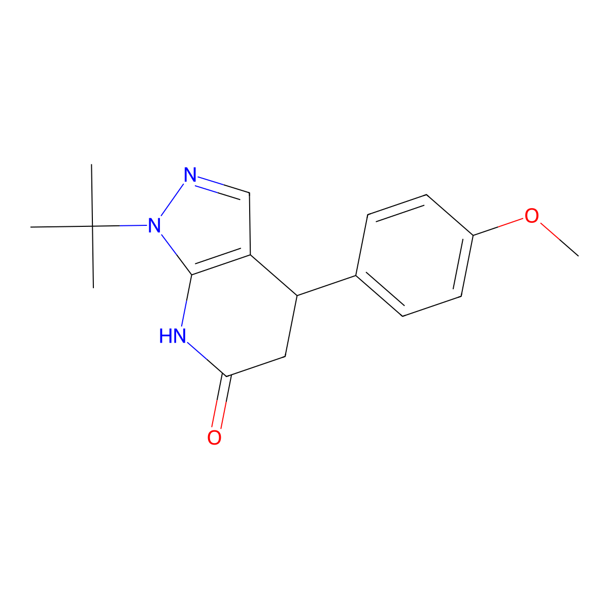1-(tert-butyl)-4-(4-methoxyphenyl)-4,5-dihydro-1H-pyrazolo[3,4-b]pyridin-6(7H)-one molecular structure, CAS 1246075-40-0